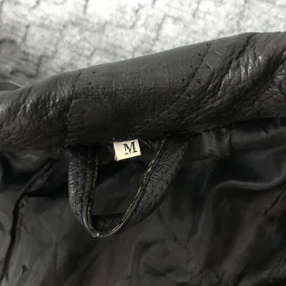 Leather Coat Mens Medium Black Belted Patchwork Trench Genuine Leather Overcoat - Picture 9 of 16